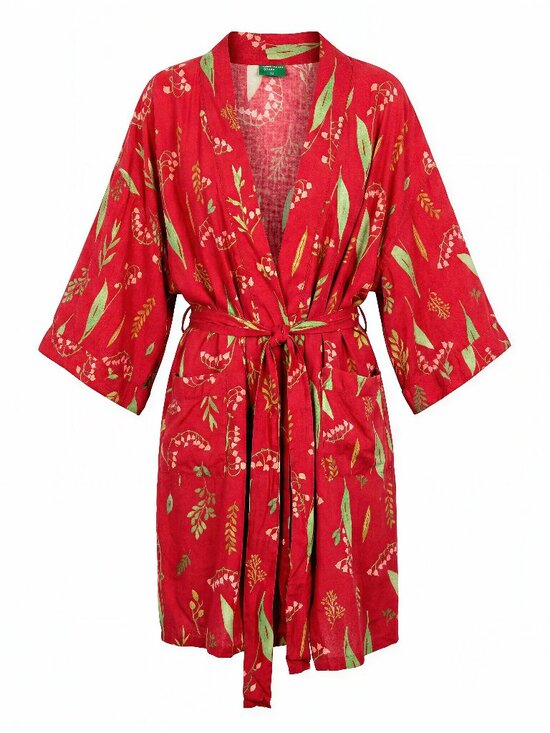 Uncommon Sweaters - Uncommon Goods Floral Kimono Duster Open‎ Front Lightweight Red M/L